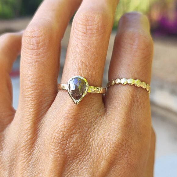 Engagement ring. 14k Yellow gold ring with 1.3ct Brown-gray color diamond. - Picture 10 of 17